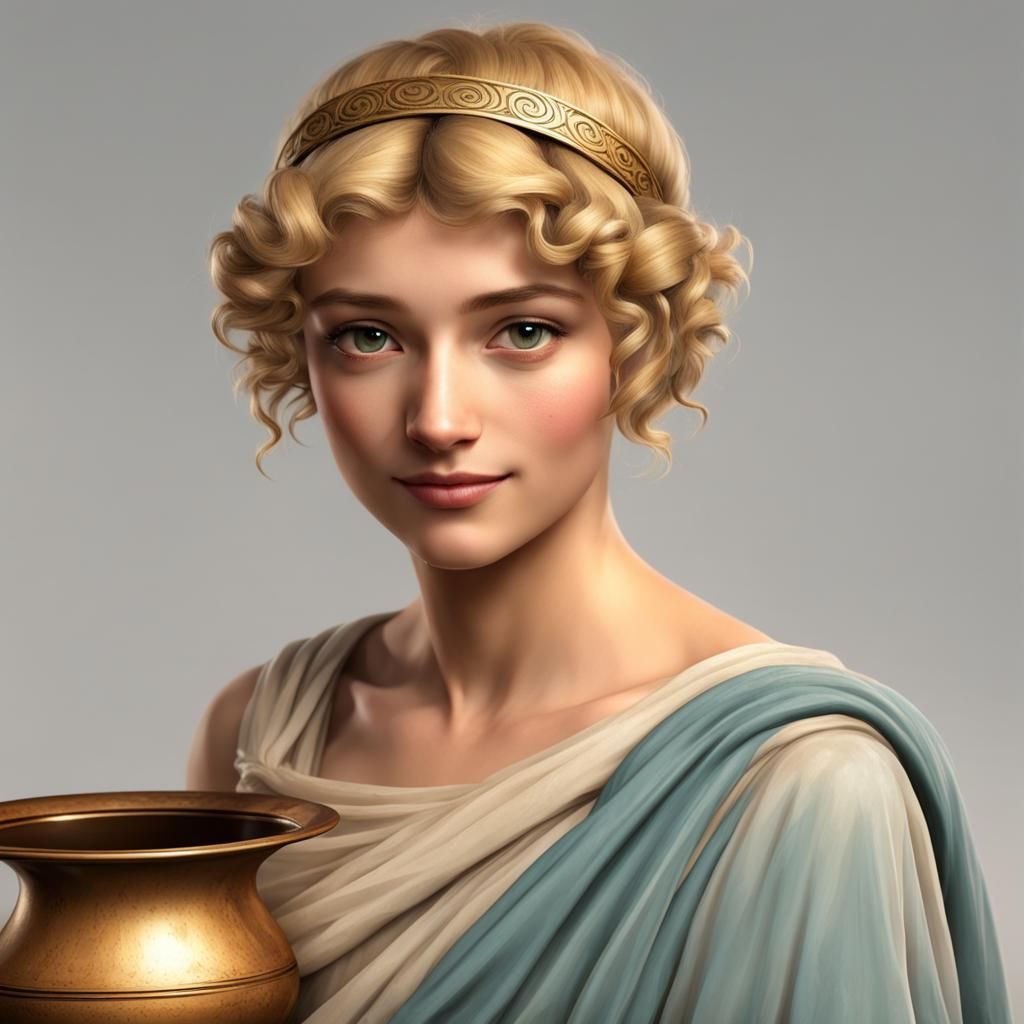 Ancient Greek Lady-in-Waiting Holding Vase