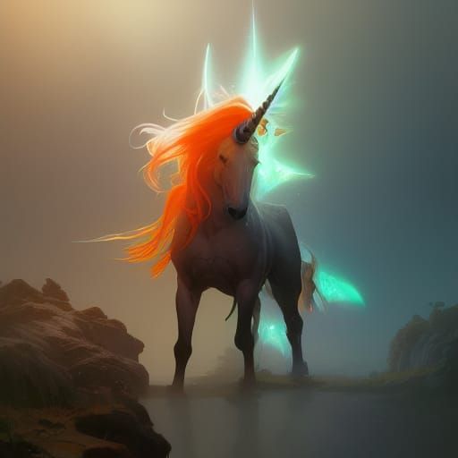 Vibrant Forgetful Unicorn in Art Nouveau Style