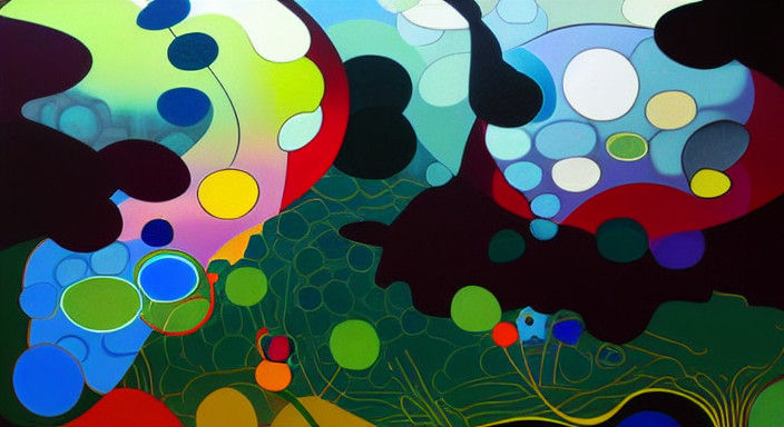 Vibrant Surrealist Garden Blooms in Dynamic Digital Art