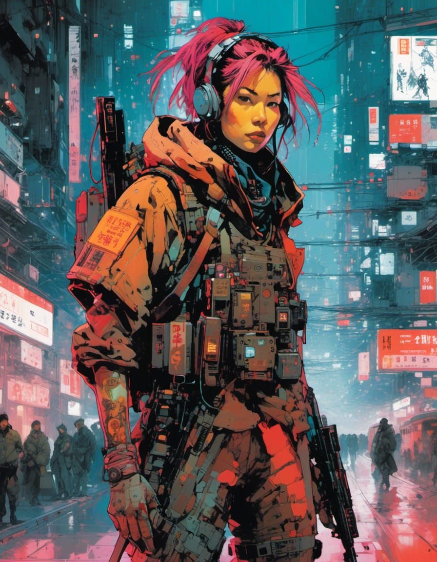 Cyberpunk Samurai in Futuristic Tokyo
