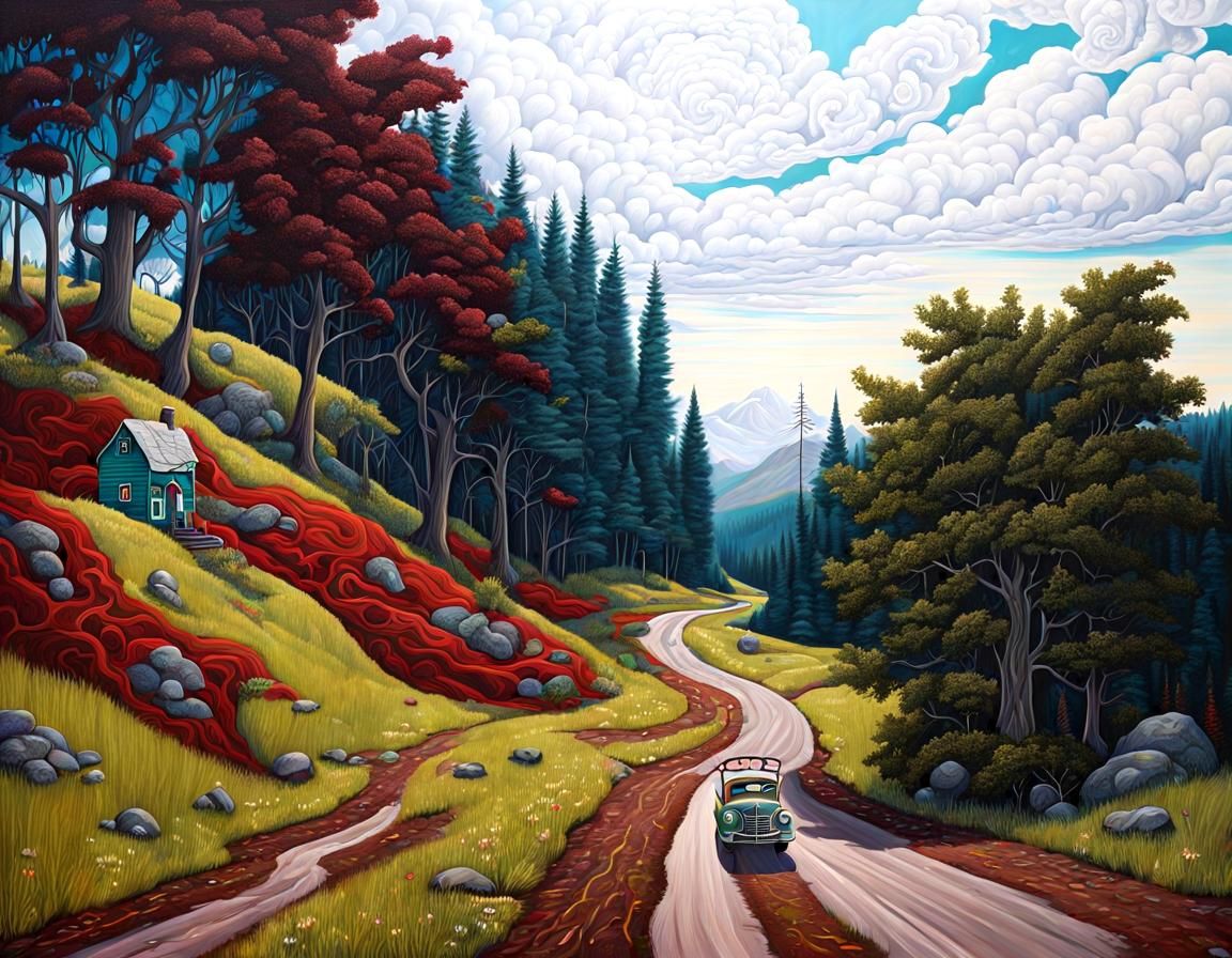 Fantastical Country Roads: Oil on Canvas