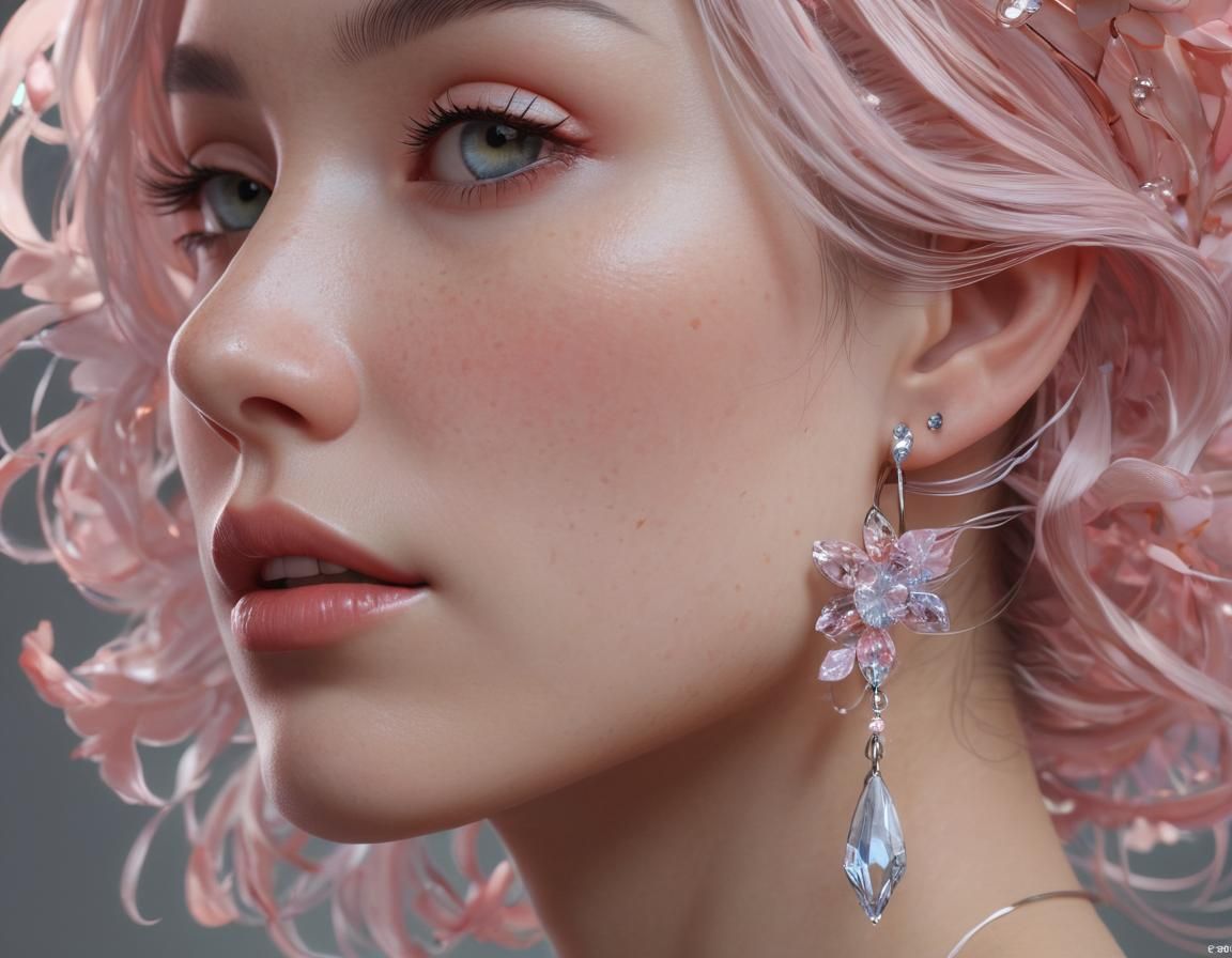 Crystal Sakura Portrait in Art Nouveau Style