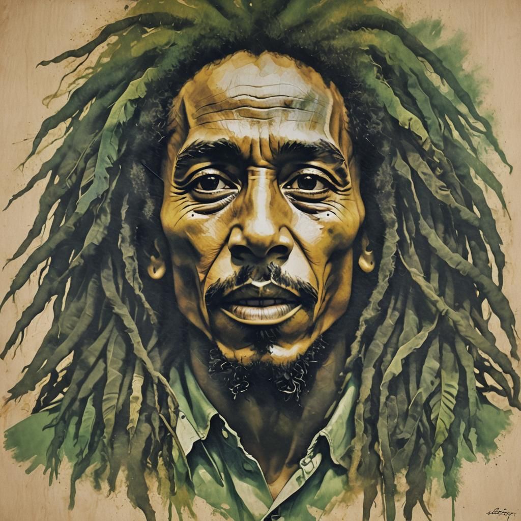 Ethereal Ghost Portrait of Bob Marley