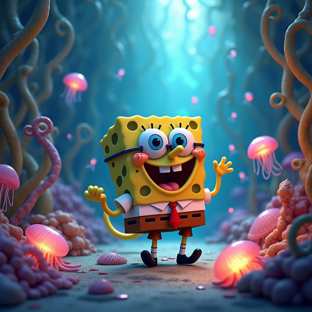 SpongeBob as Cat in Dreamy Bikini Bottom