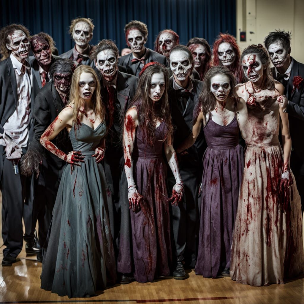 Zombie Prom Night at High School Gymnasium