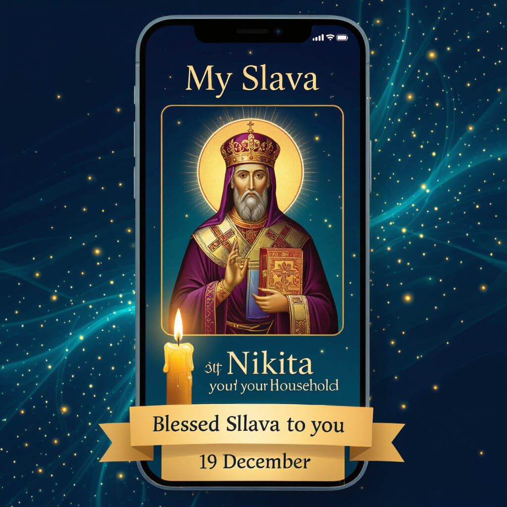 Orthodox "My Slava" App Screen for Saint Nikita