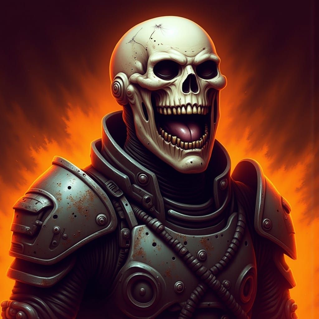 Demonic Armored Figure in Digital Illustration