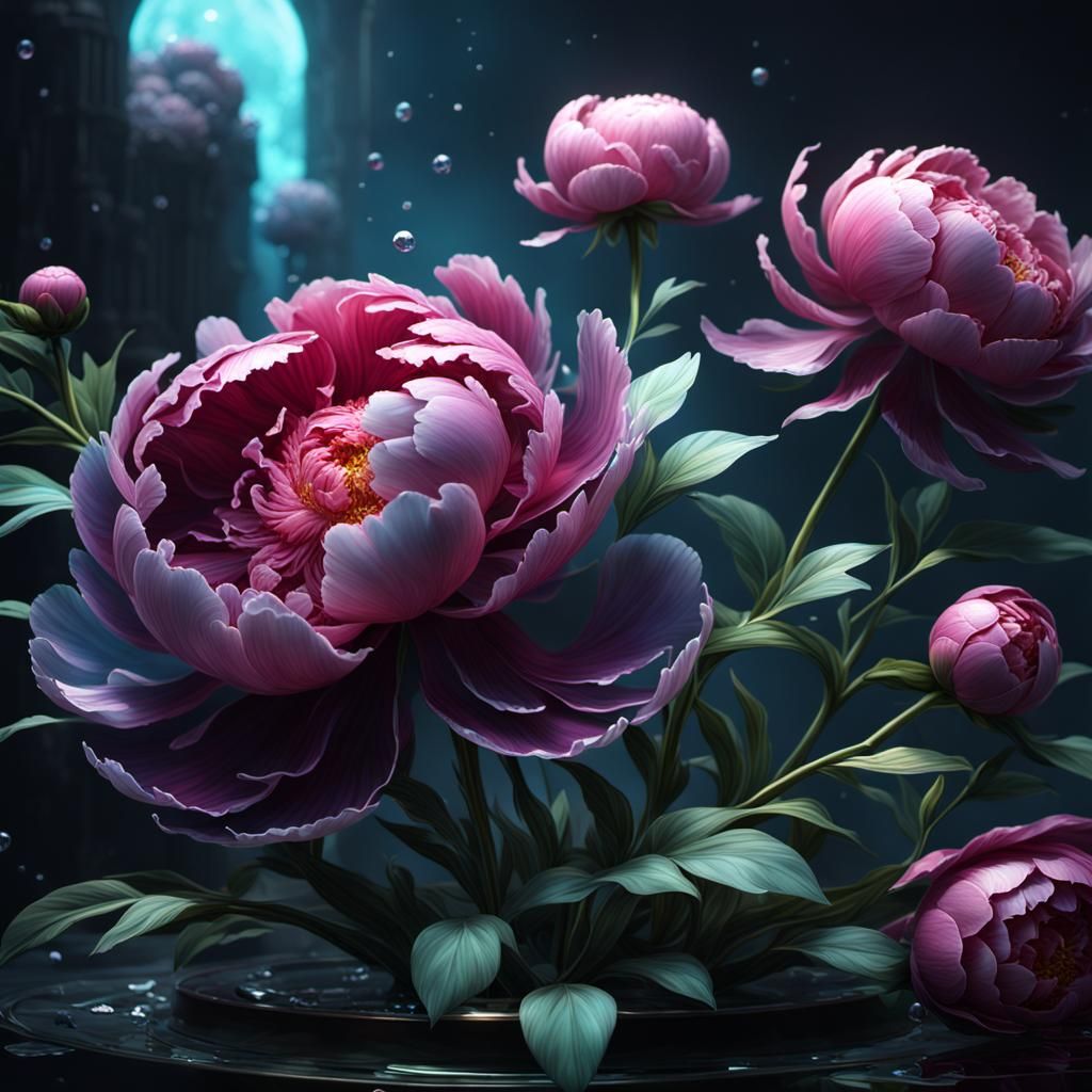 Glass Peony: Detailed Fantasy Concept Art