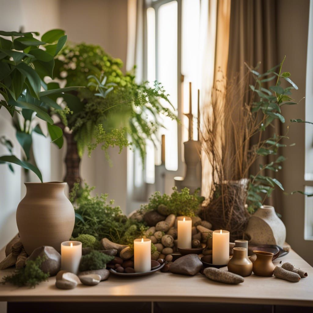 Feng Shui Nature Altar in Italian Apartment
