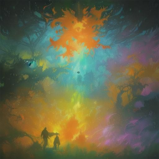 Anime Witches Battle in Pastel Mystical Forest