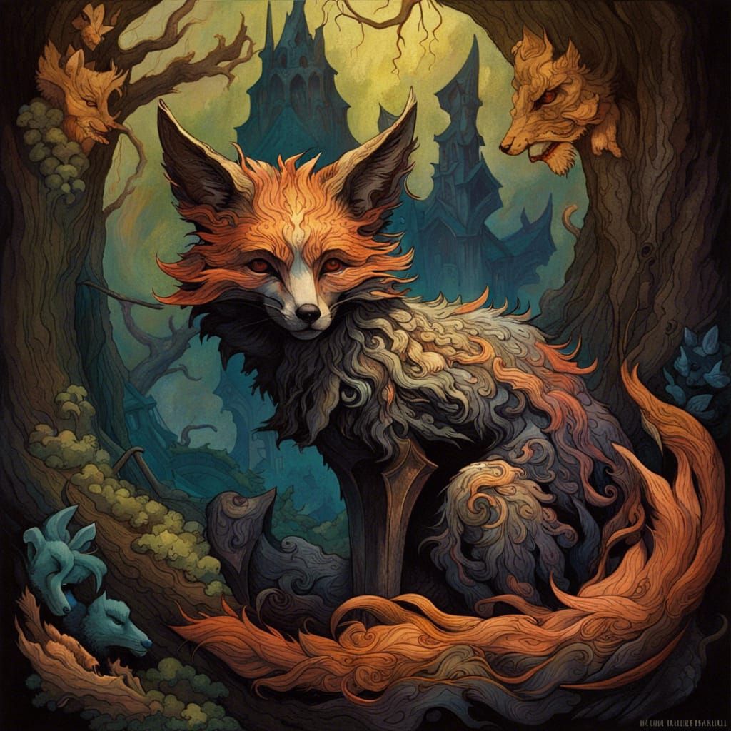 Shadow Fox Artwork in Bright Surreal Style