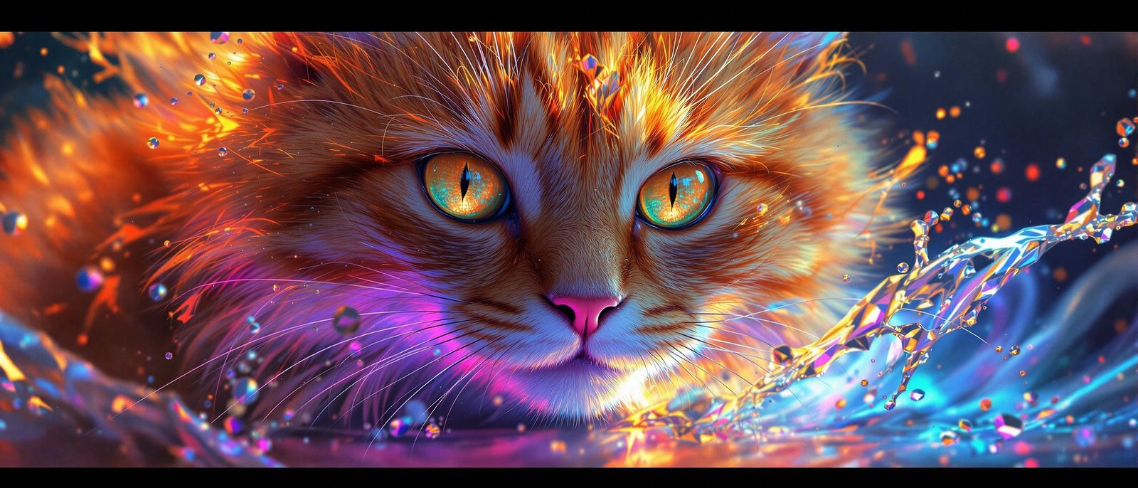 Vibrant Fantasy Cat in Triadic Colors