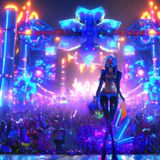 Hyperdetailed Rave Girl in Anime Style