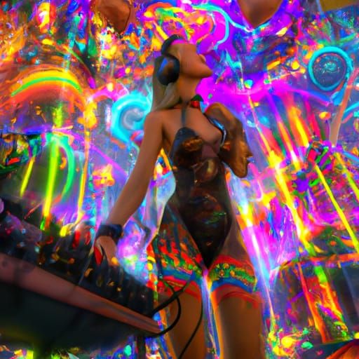 Hyperdetailed Raver Girl in Dark Fantasy Anime Style