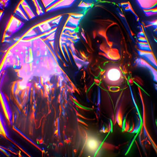 Hyperdetailed Raver Girl in Anime Key Visual Style