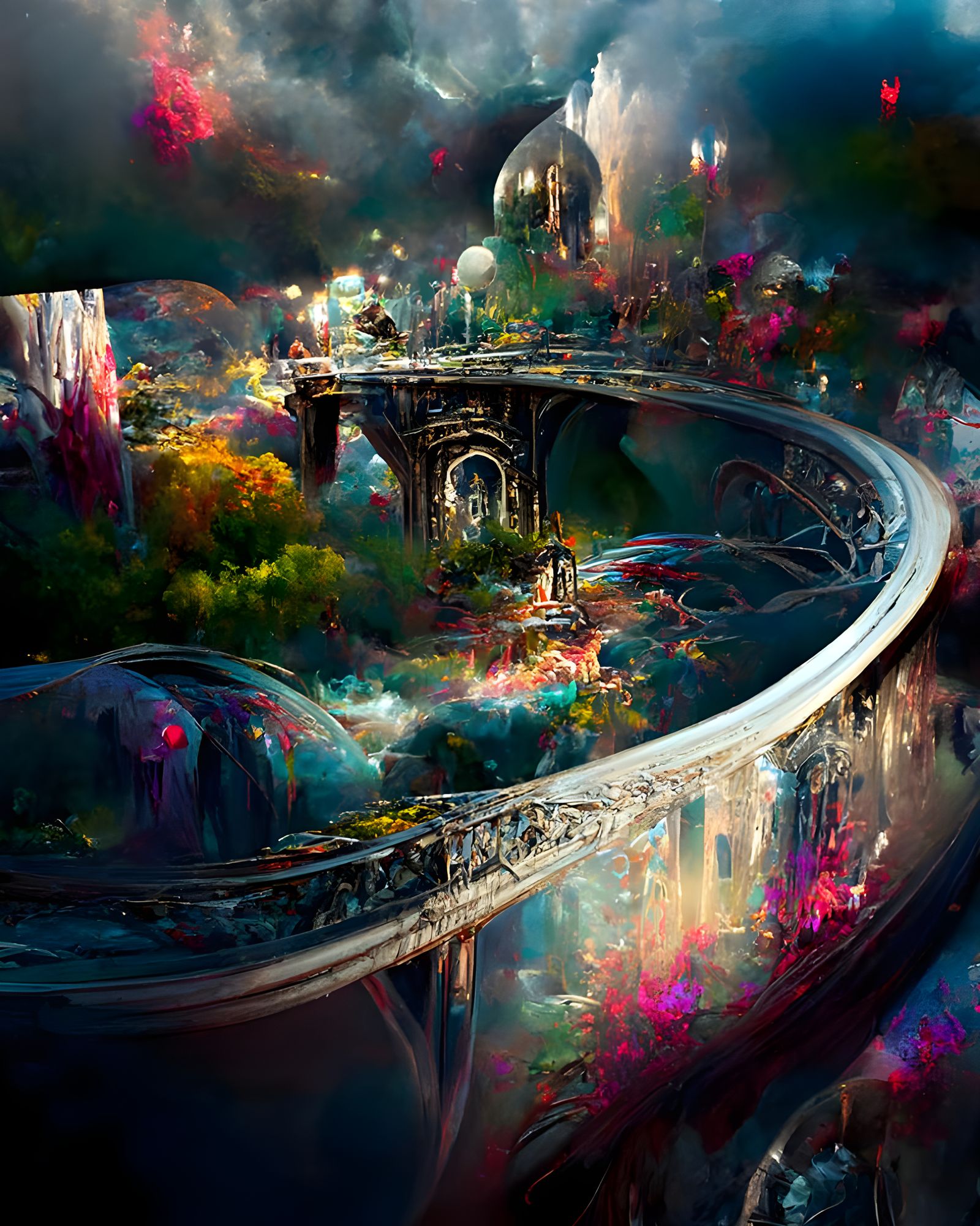 Surreal Dieselpunk Alice in Wonderland Landscape