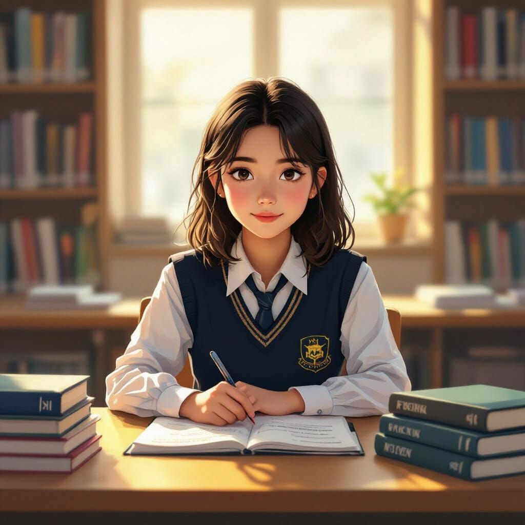 Student Surrounded by Textbooks in Illustrative Digital Art ...