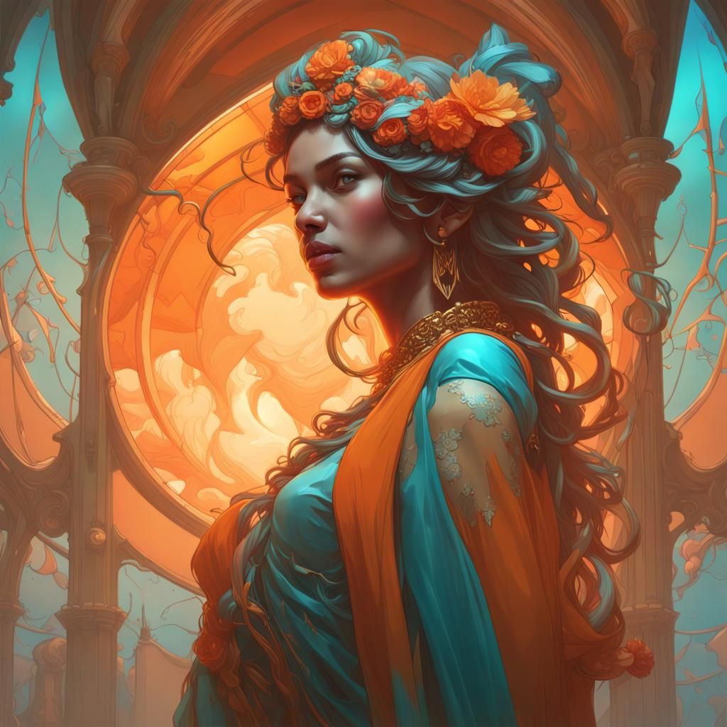 Affirmation Concept Art in Orange and Teal