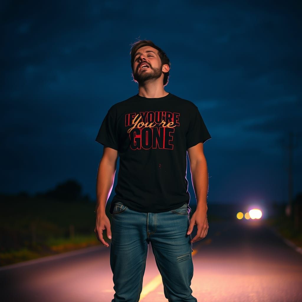 Melancholic Singer on a Dimly Lit Roadside