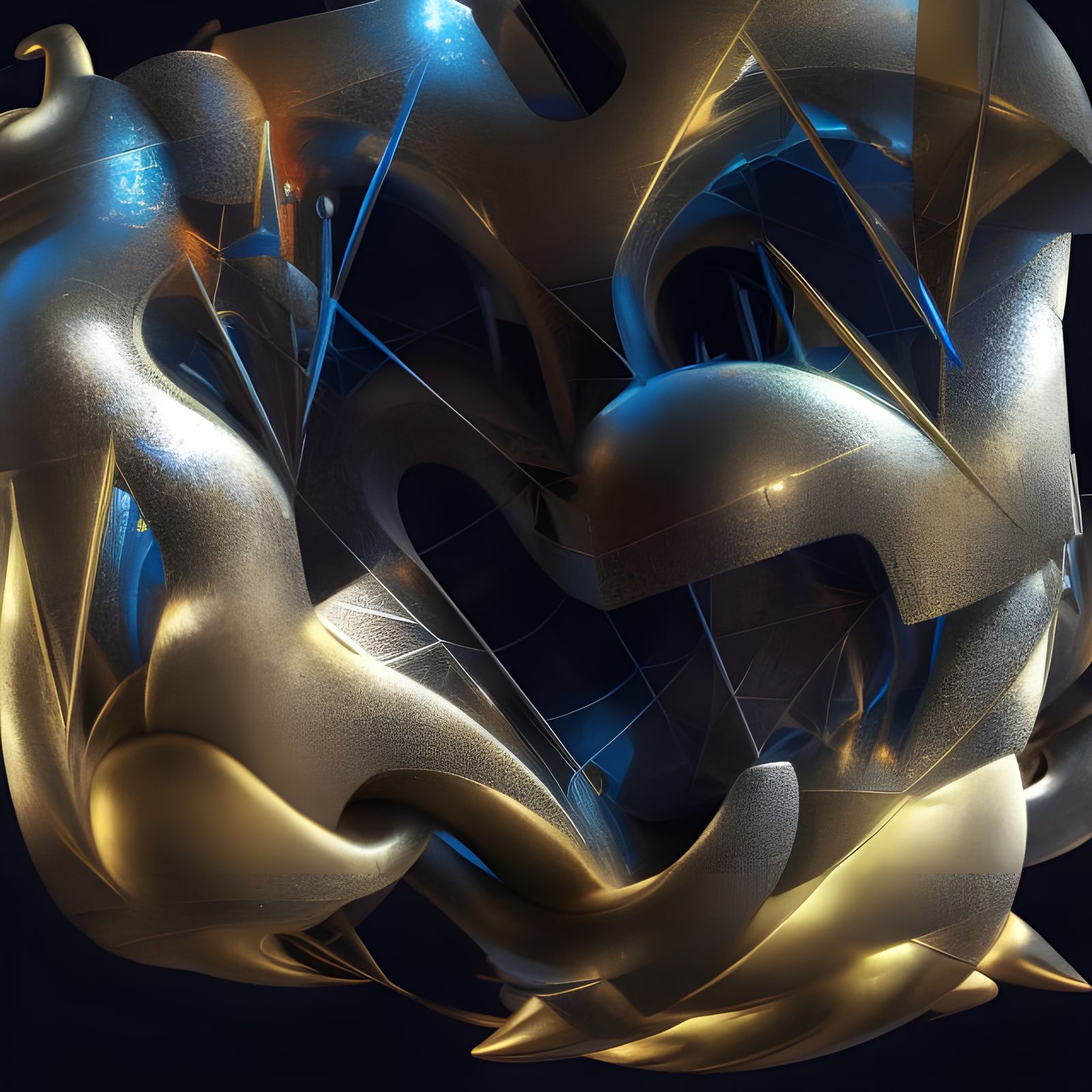 Geometric Abstract Art in Polychromatic 3D Render