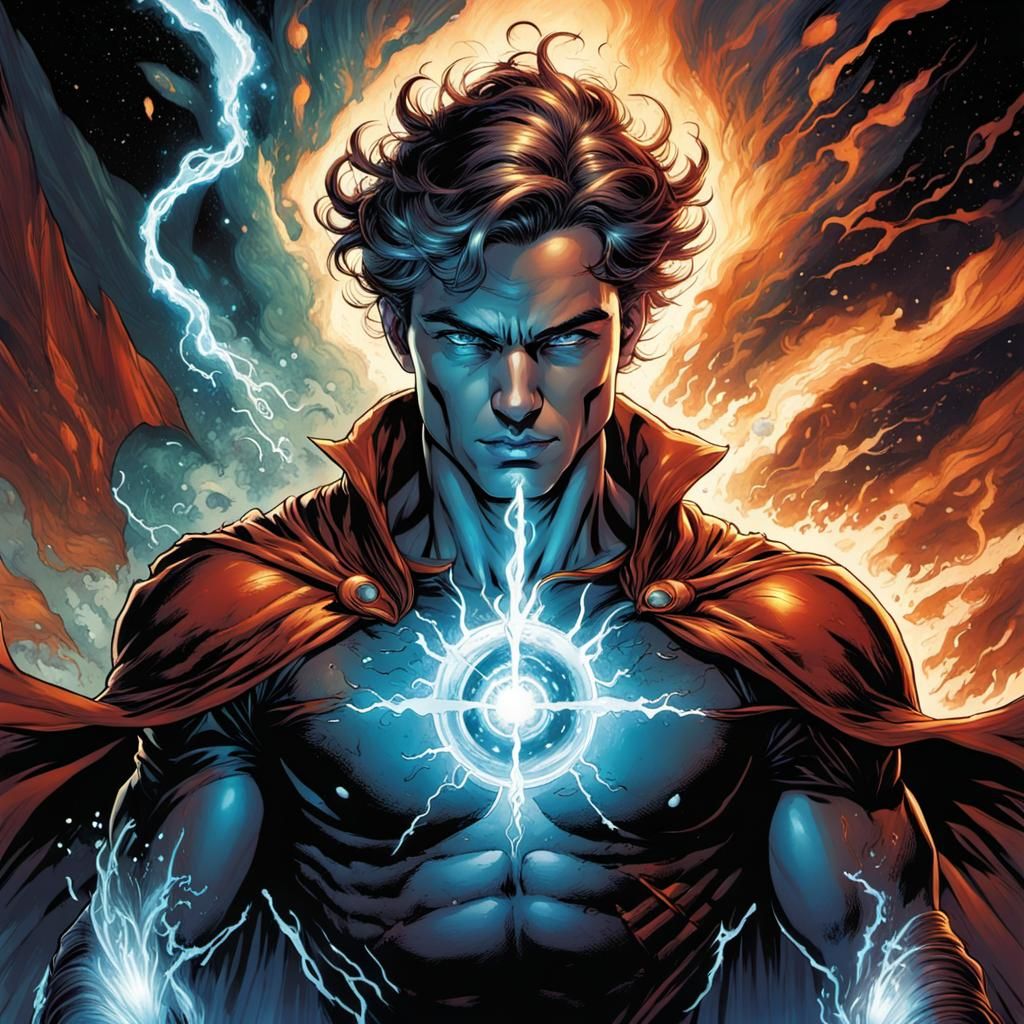 Dynamic Elemental Powers in Comic Book Style