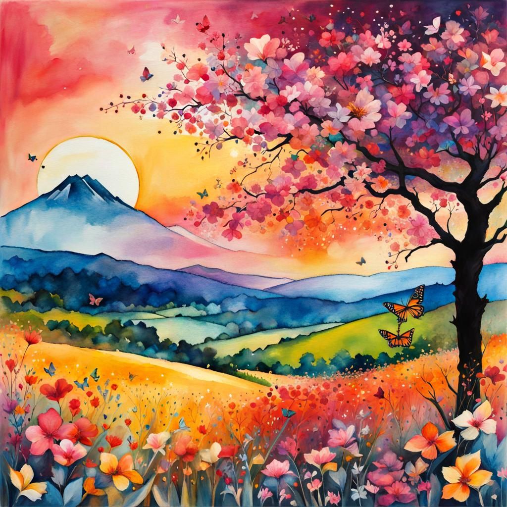Cosmic Tree of Life: Watercolor Summerscape