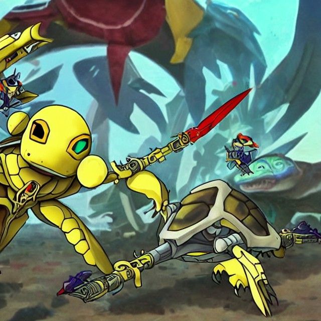 Turtle Digimon with Sawblades and Guns