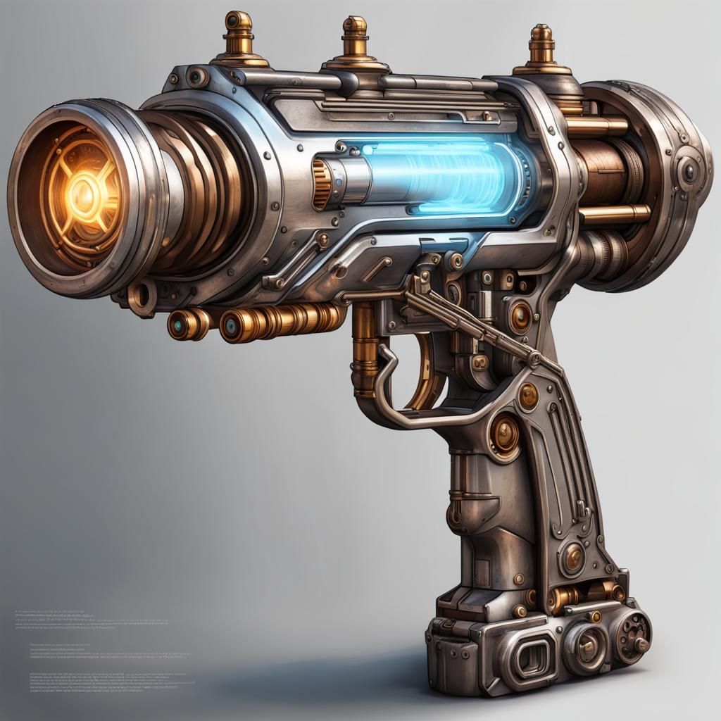 Futuristic Steampunk Plasma Rifle with Glowing Power