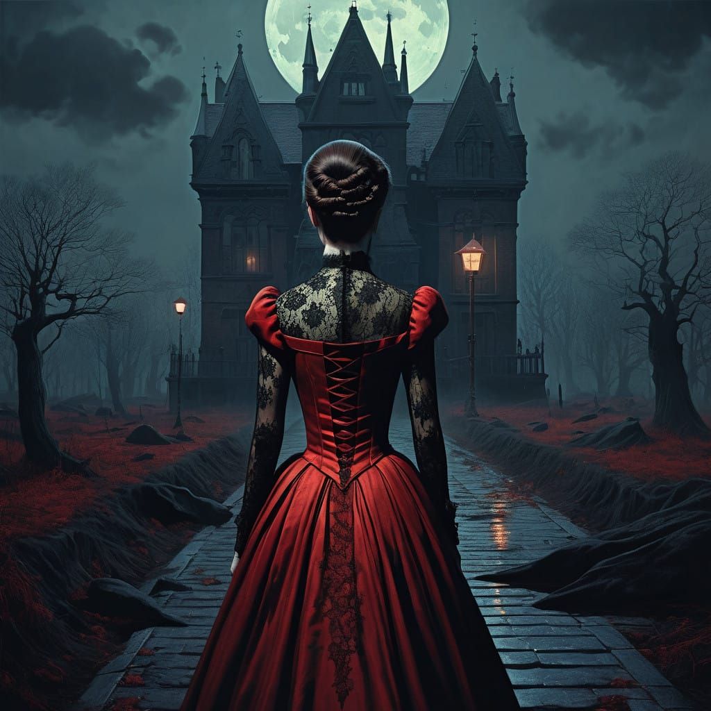 Enchanting Vampire Bride in Gothic Horror Style