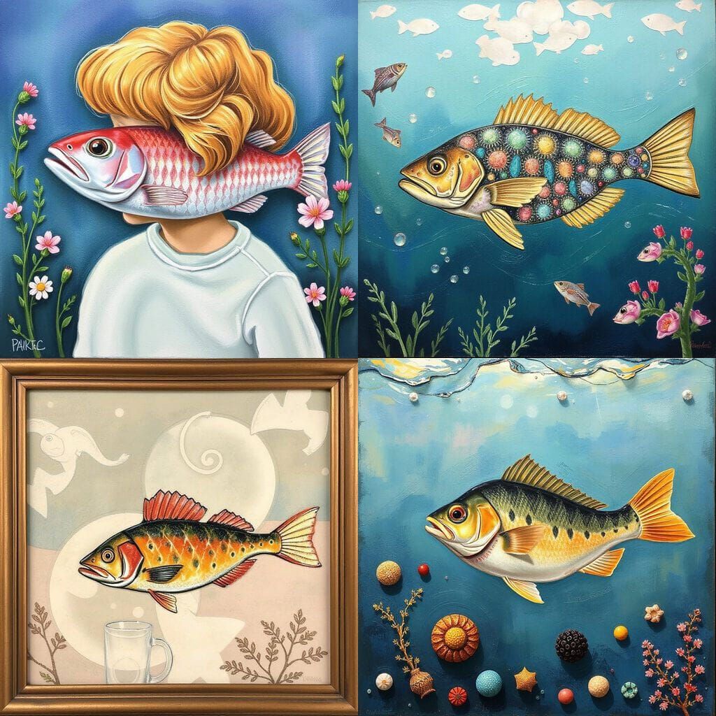 Abstract Expressions of Underwater Scenes in Oil Paint