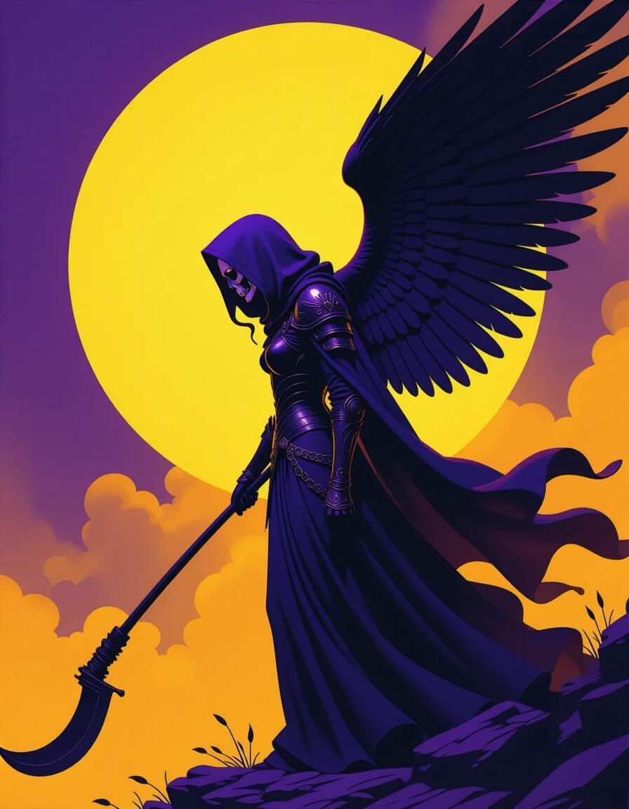 Angel of Death Reaping Souls in Dark Fantasy