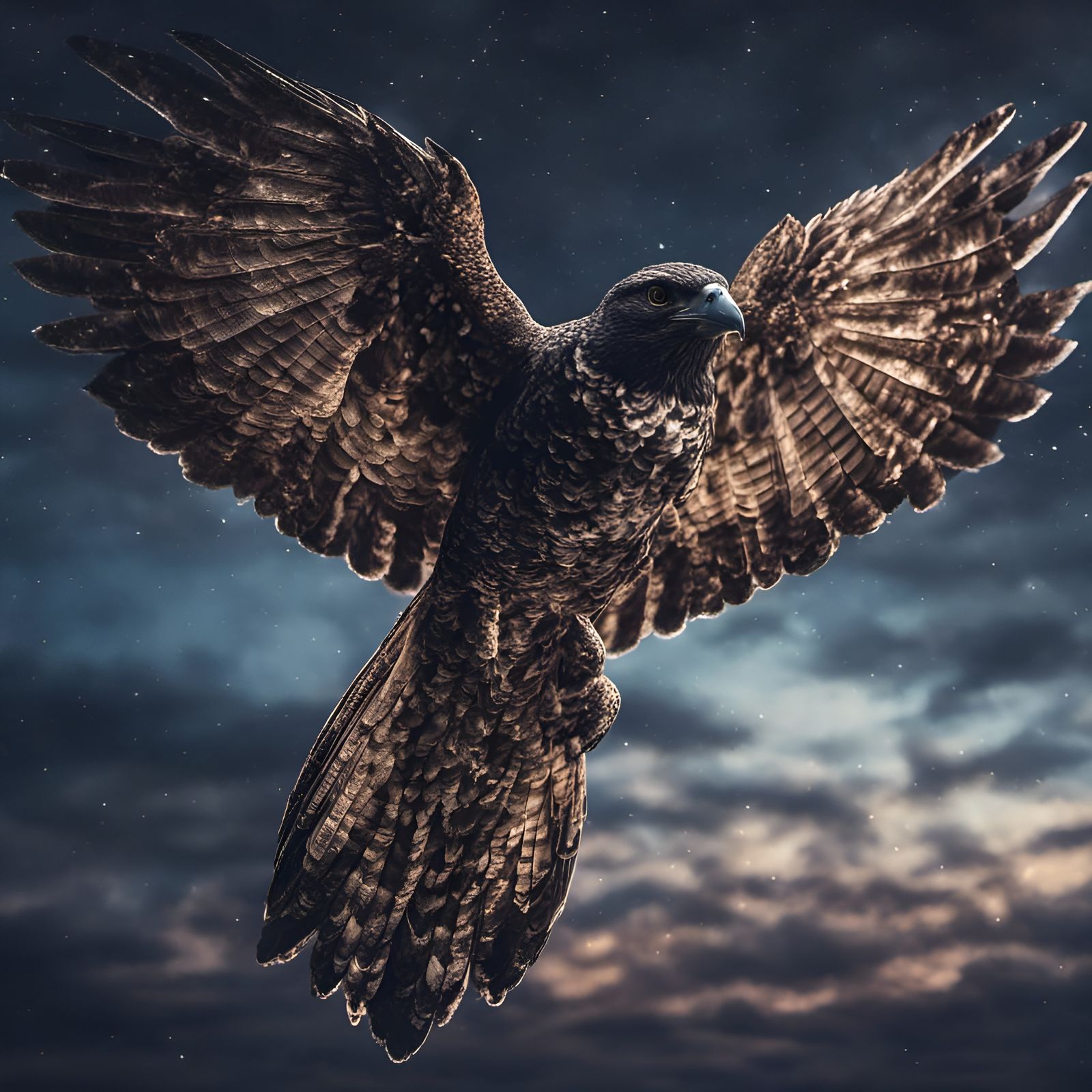 Titanium Nighthawk Soars Through Midnight Sky