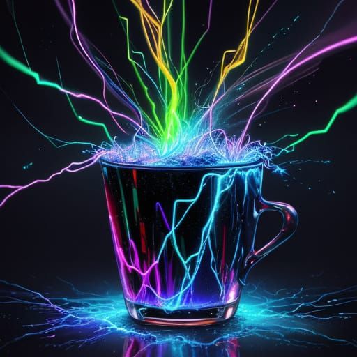 Electric Cup: A Macro Surrealist Oil Painting