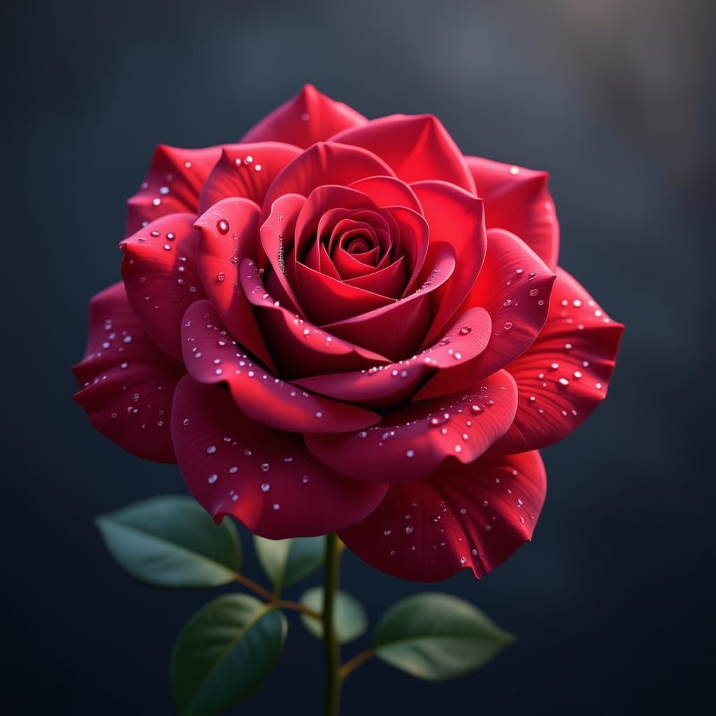 Vibrant Red Rose Painting Filling the Canvas