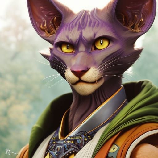 Hyperdetailed Cat-like Humanoid Portrait in Photorealistic S...