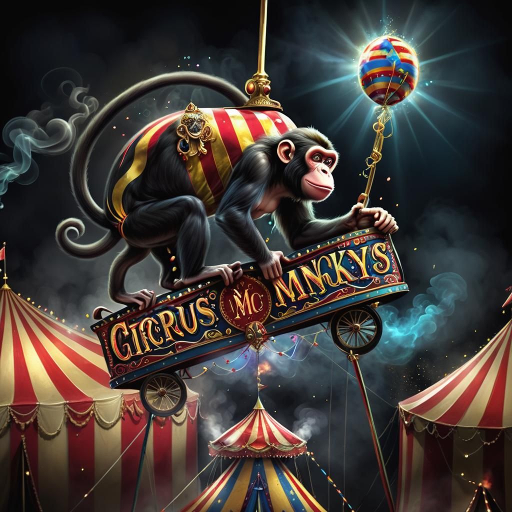 Whimsical Circus Scene in Watercolor and Ink