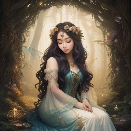 Abstract Expressionist Mermaid Fairy in Dreamy Colors