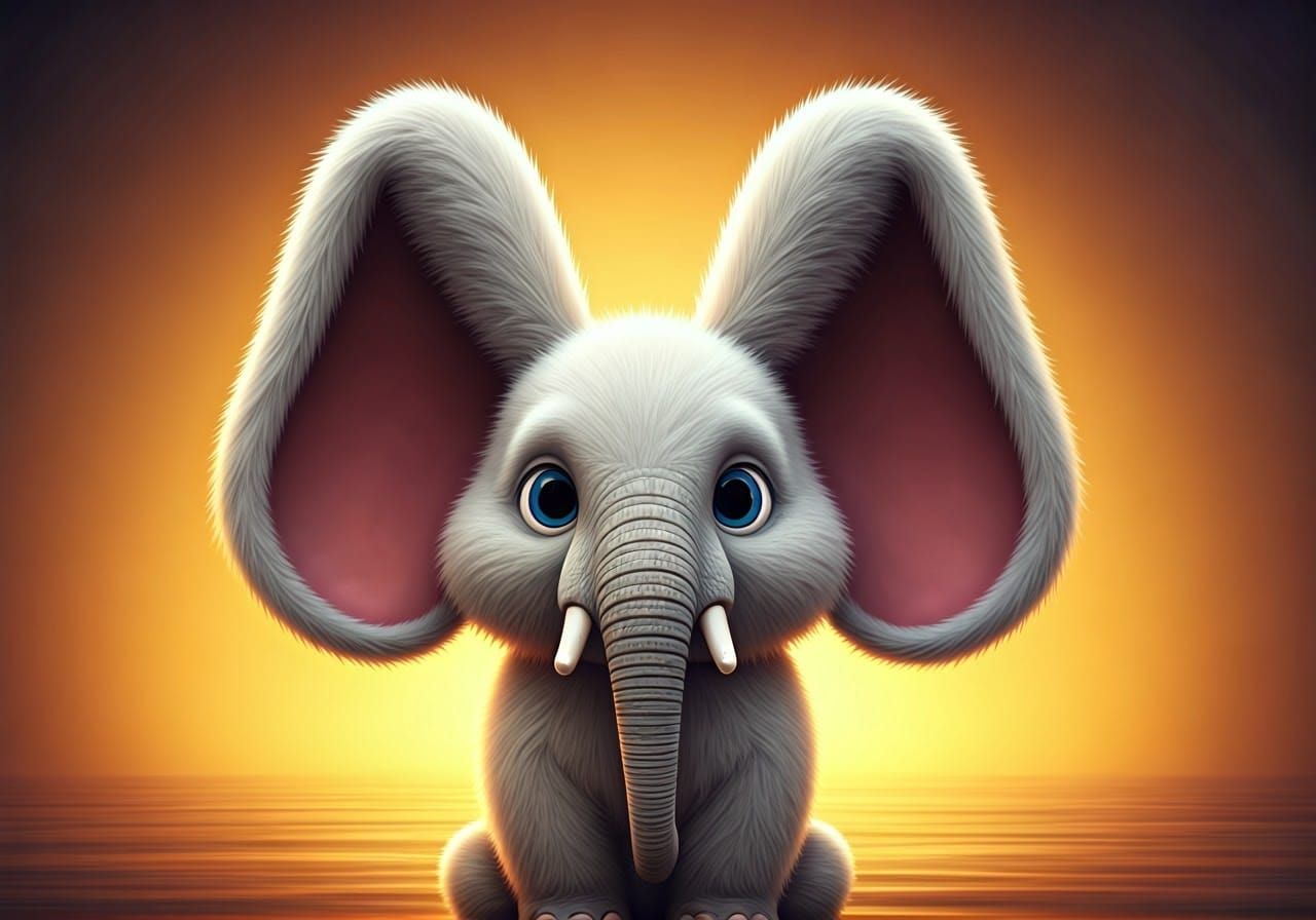 Chibi Elephant Bunny Hybrid in Vibrant Congo Landscape
