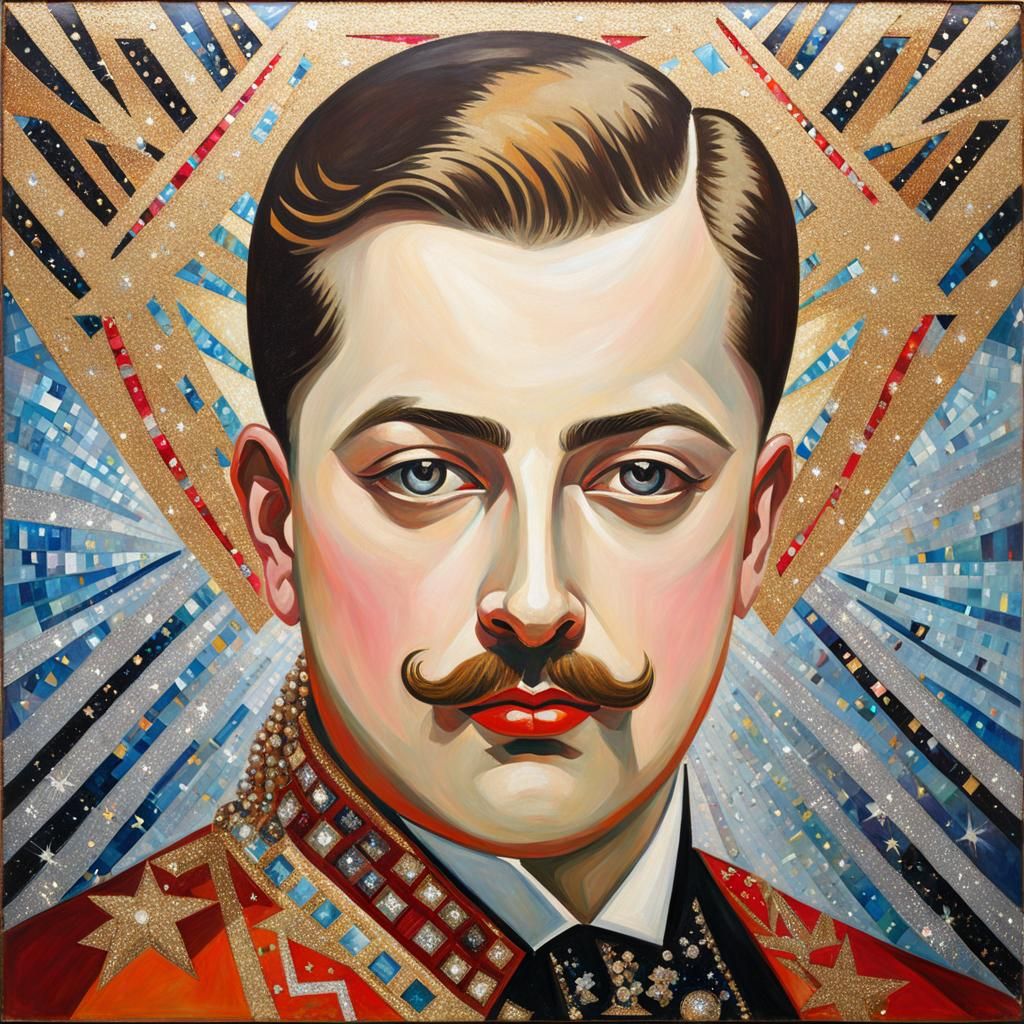 Geometric Oil Portrait with Sparkle