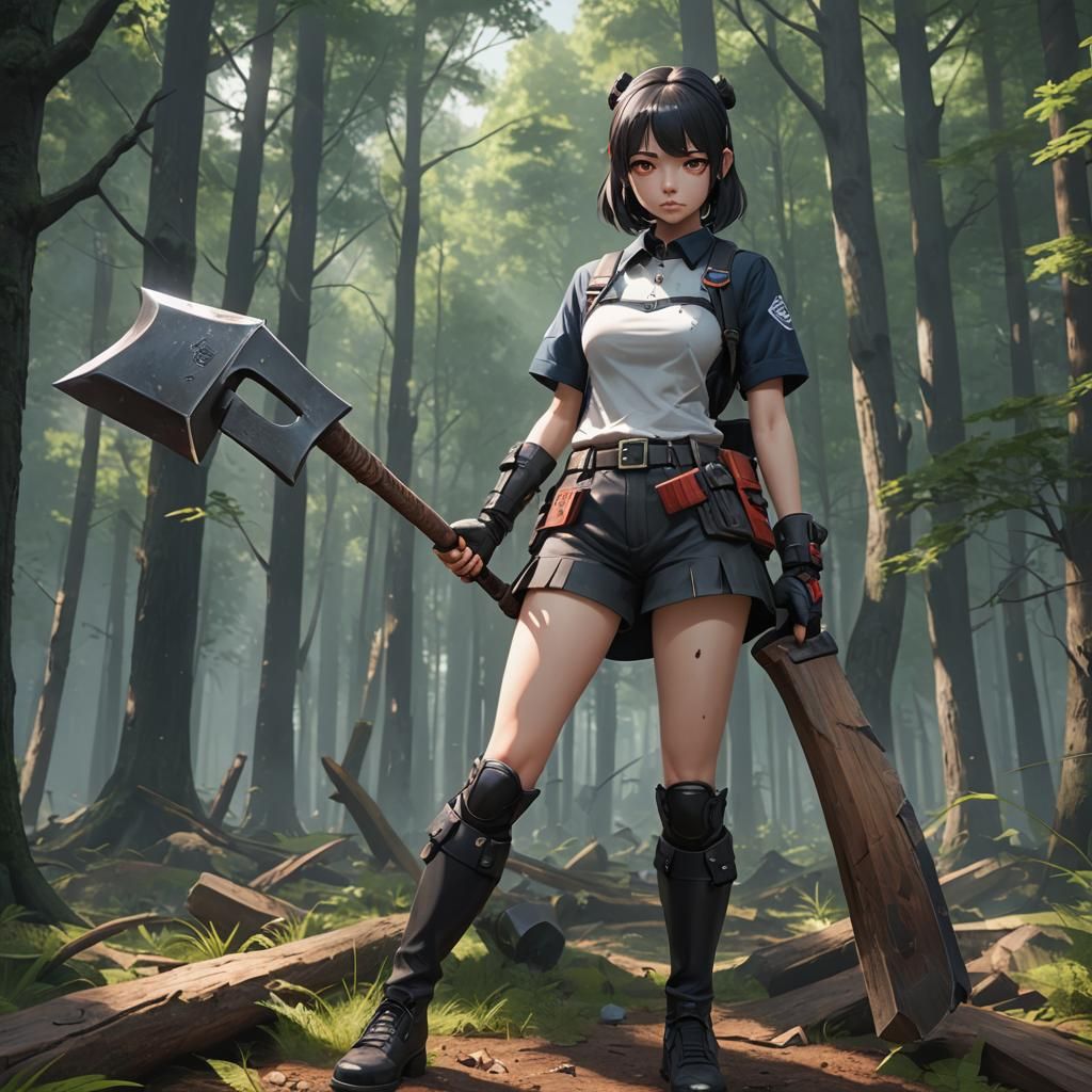 Attractive Lady Psycho Killer in 3D Anime Art