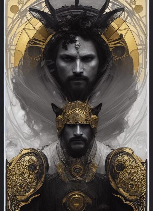 Wolf King Portrait in Art Nouveau Style