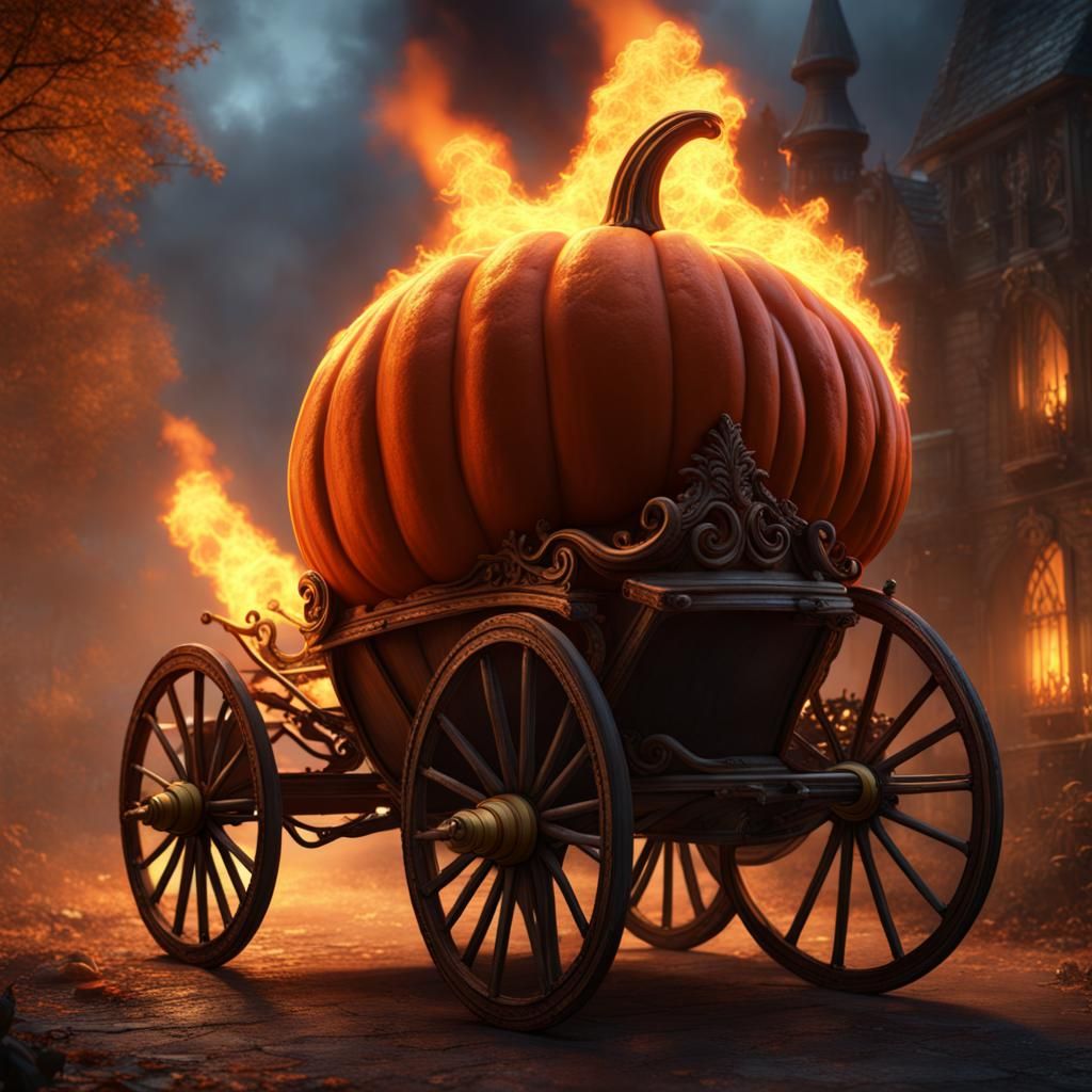 Cinderella's Fiery Ride: A Matte Painting Fantasy