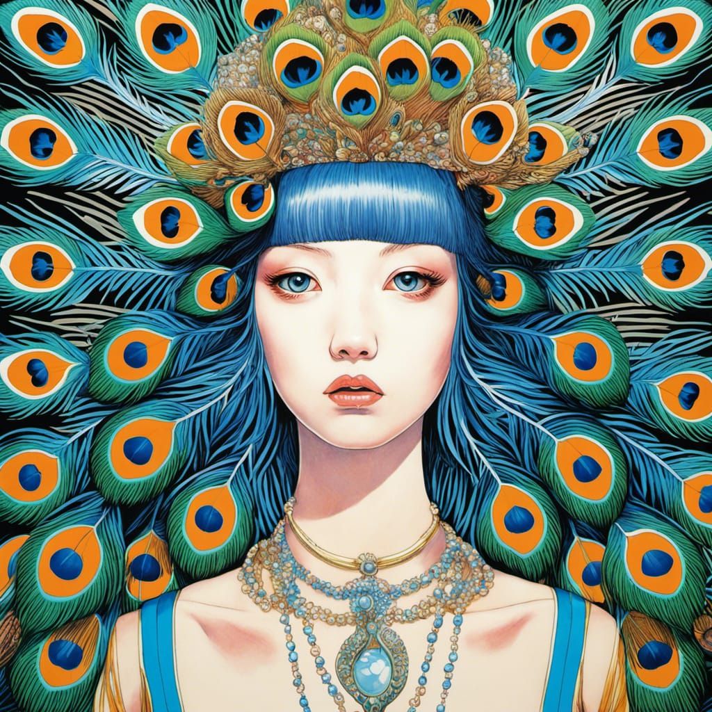 Surreal Peacock with Layered Imagery