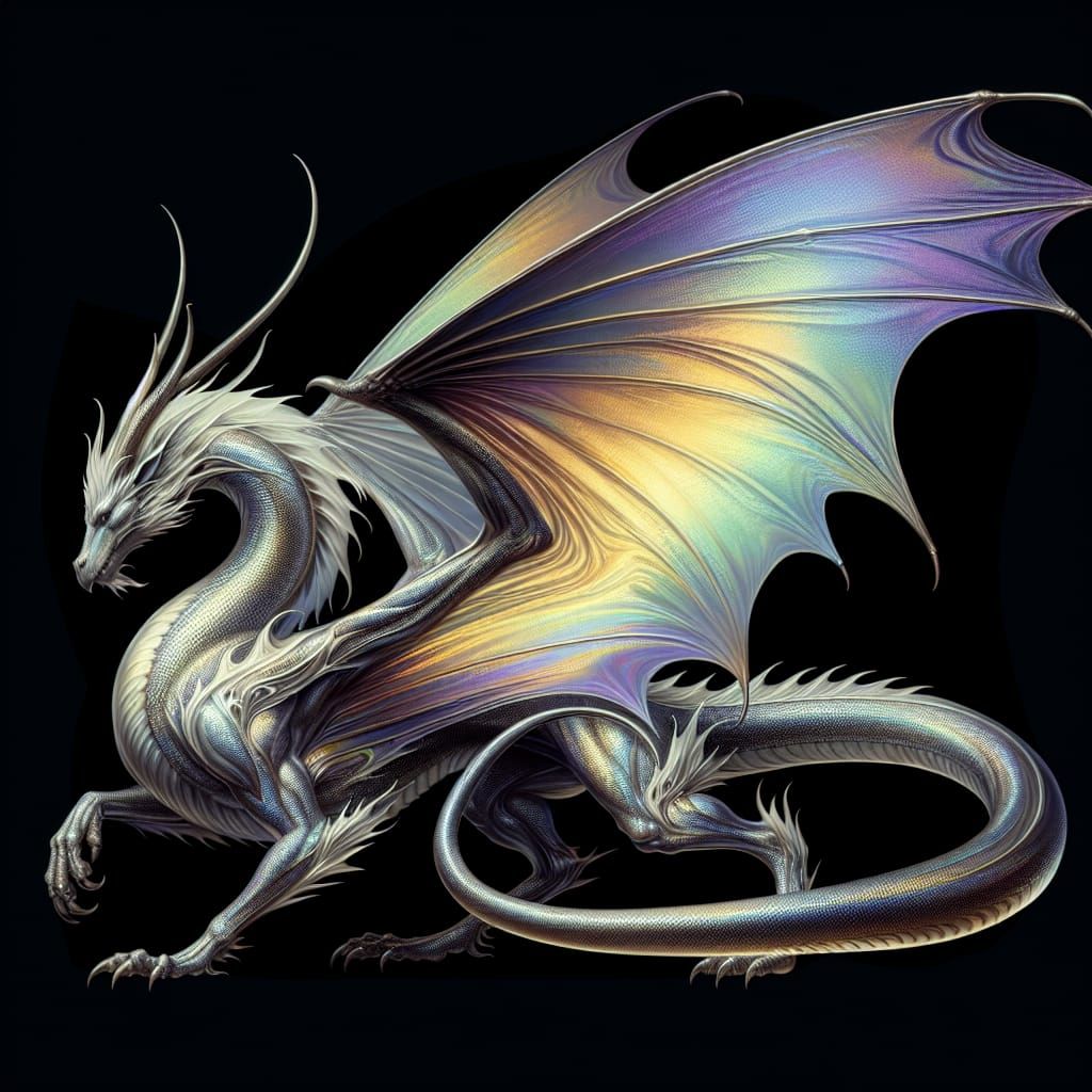 Majestic Iridescent Dragon with Ethereal Wings