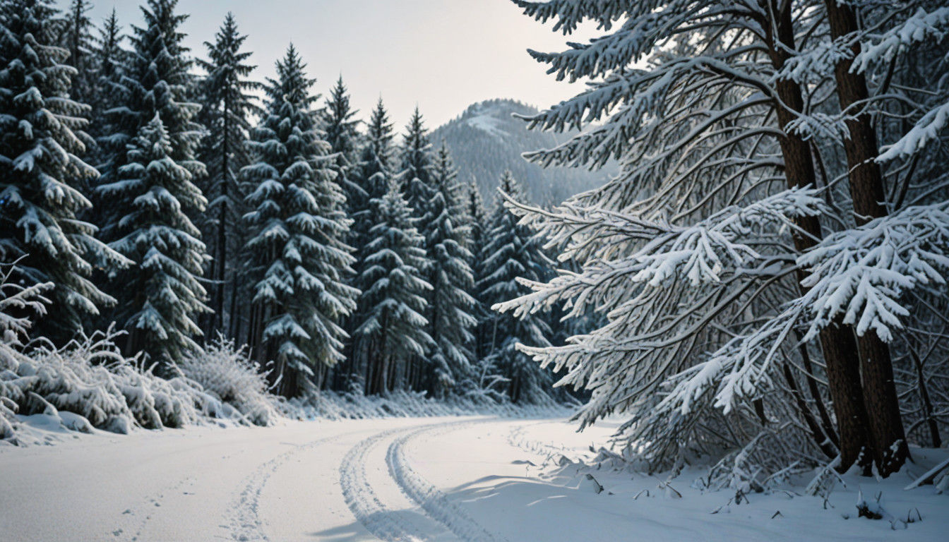 Ethereal Winter Wonderland Within a Maple Leaf Silhouette