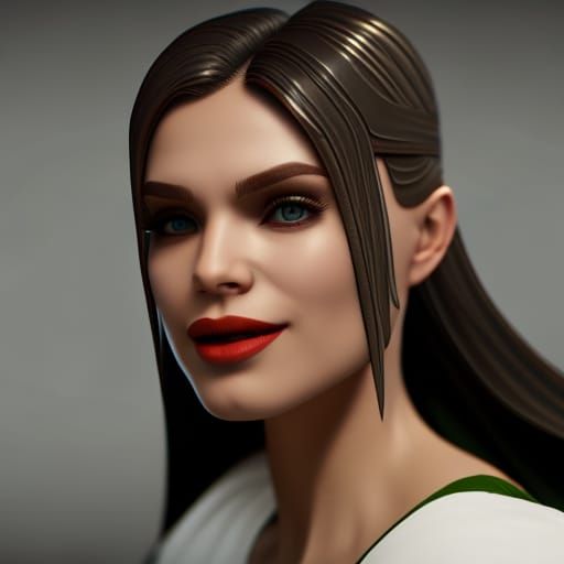Green Lips and White Teeth in 3D Cinematic Style