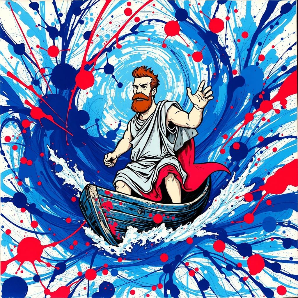 Classical Greek Hero Embarks on a Chaotic Ink Odyssey