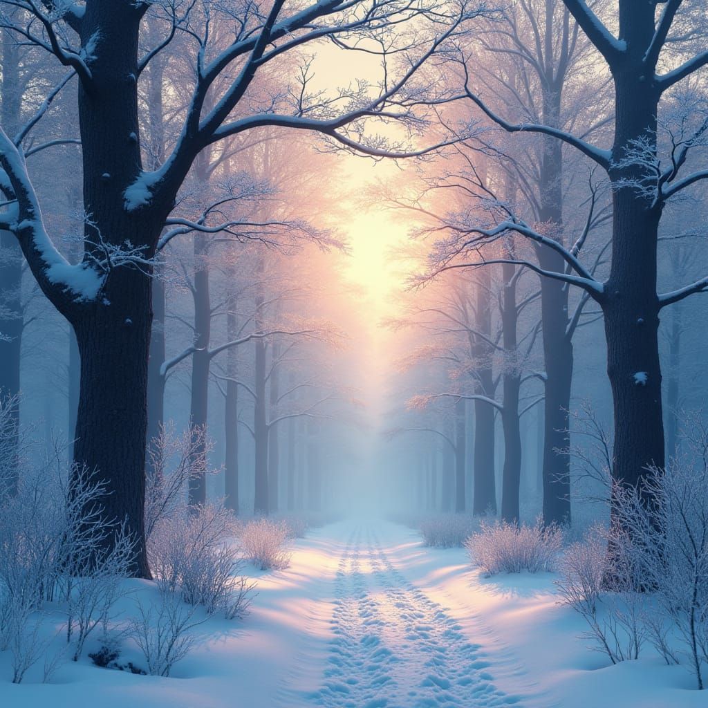 Snowy Forest Scene in Matte Painting Style