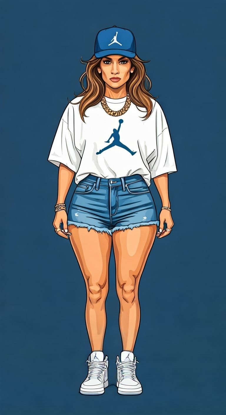 Pop Art Illustration of Woman in Jordan Outfit