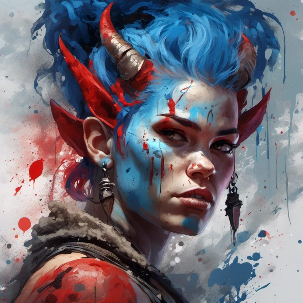 Tiefling Barbarian in Graffiti Art Style